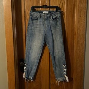 Lace Up High Rise Straight Jeans Size 30